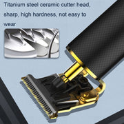 USB Rechargeable Digital Display Engraving Ceramic Knife Electric Hair Clipper(Digital Display Gold)
