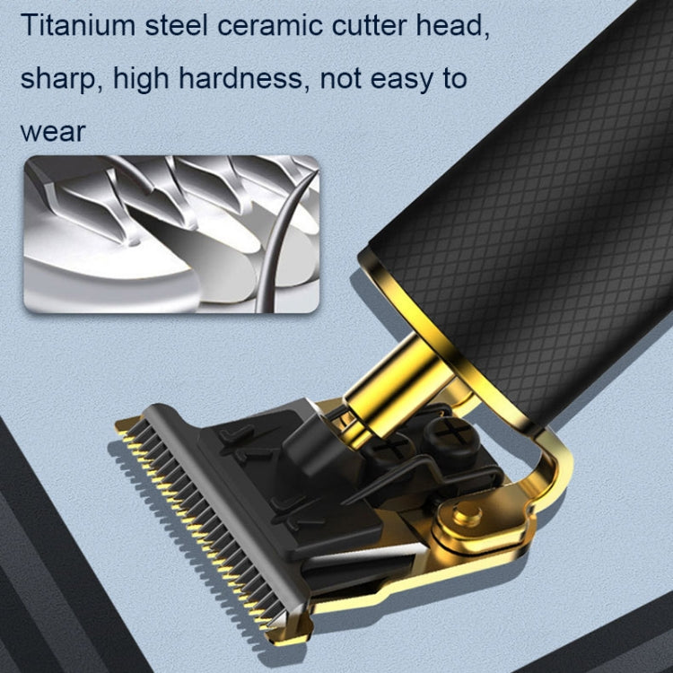 USB Rechargeable Digital Display Engraving Ceramic Knife Electric Hair Clipper(Digital Display Gold)