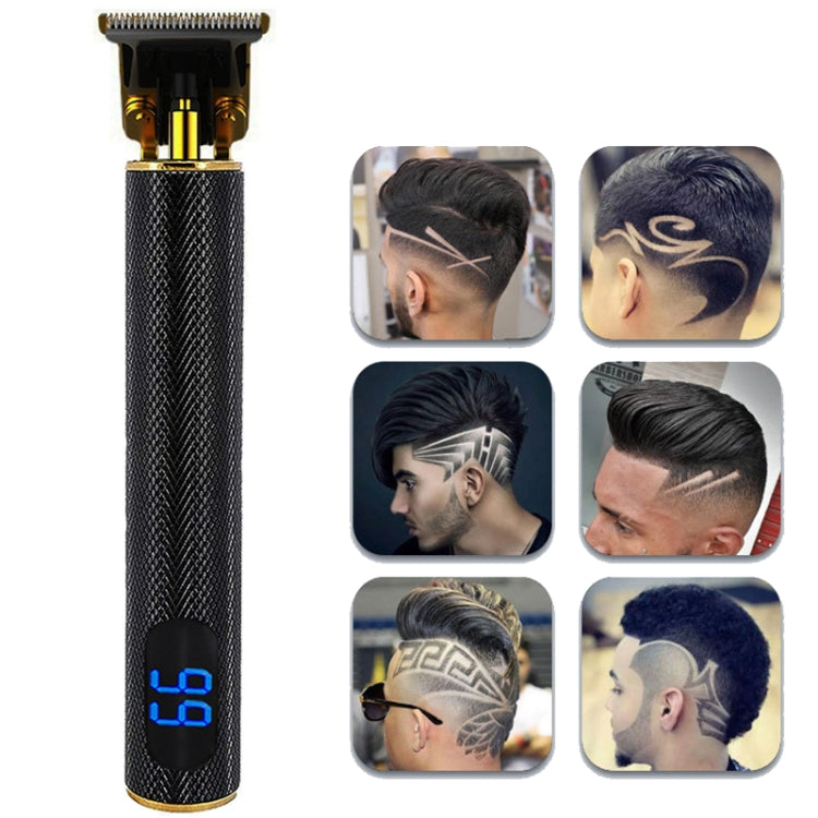 USB Rechargeable Digital Display Engraving Ceramic Knife Electric Hair Clipper(Digital Display Gold)