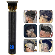 USB Rechargeable Digital Display Engraving Ceramic Knife Electric Hair Clipper(Gold)