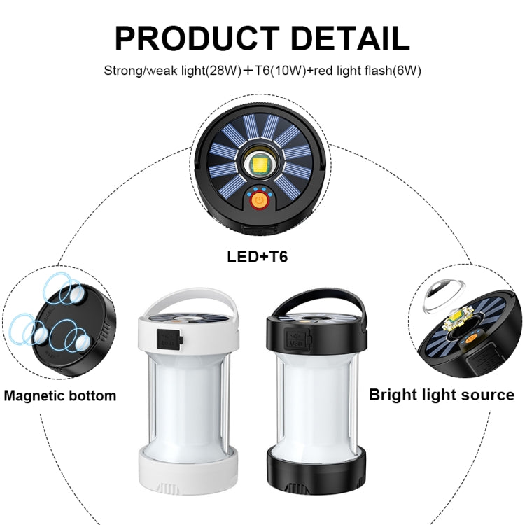 Camping Lantern Outdoor Solar Emergency Lights Multifunctional Tent Light(Hourglass Black)