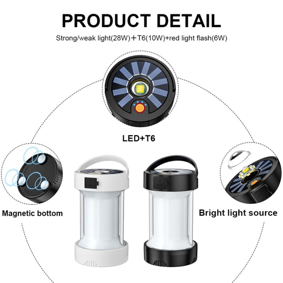 Camping Lantern Outdoor Solar Emergency Lights Multifunctional Tent Light(White)