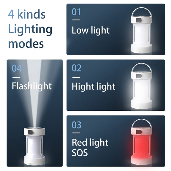 Camping Lantern Outdoor Solar Emergency Lights Multifunctional Tent Light(Hourglass White)