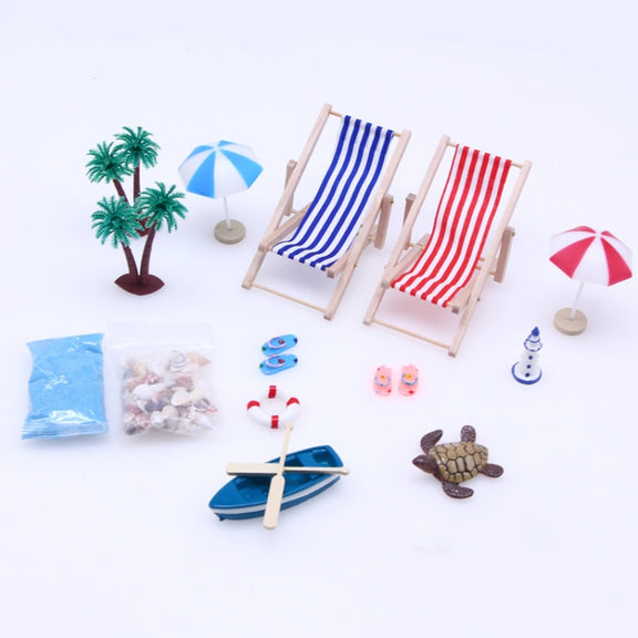 B Style Mini Beach Set Miniature Model Ornament Summer Ocean Simulation Scene Photo Decoration Props