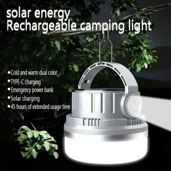 M10 Solar Tent Light With Portable Power Supply Handheld Camping Light Outdoor Vintage Mood Lights(Gray)