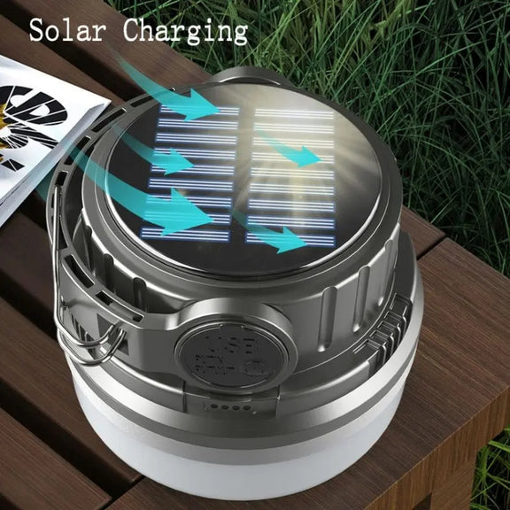M10 Solar Tent Light With Portable Power Supply Handheld Camping Light Outdoor Vintage Mood Lights(Gray)