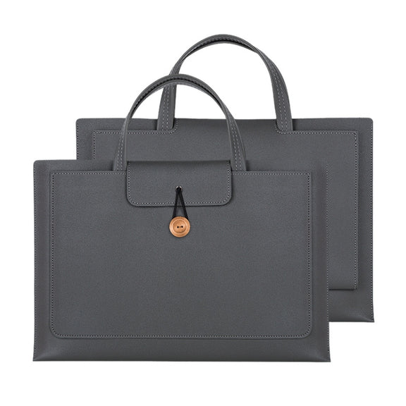 13.3/14 inch Elastic Button Laptop Water-resistant PU Handbag(Grey)