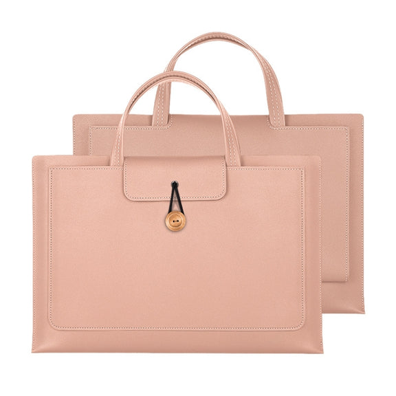13.3/14 inch Elastic Button Laptop Water-resistant PU Handbag(Rose Pink)