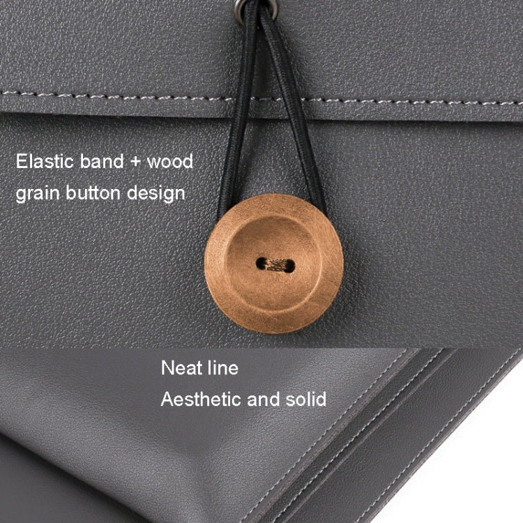 13.3/14 inch Elastic Button Laptop Water-resistant PU Handbag(Rose Pink)