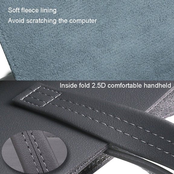 15.4/16 inch Elastic Button Laptop Water-resistant PU Handbag(Black)