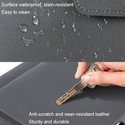 15.4/16 inch Elastic Button Laptop Water-resistant PU Handbag(Khaki)