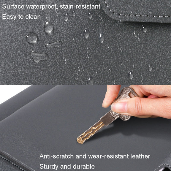 15.4/16 inch Elastic Button Laptop Water-resistant PU Handbag(Khaki)