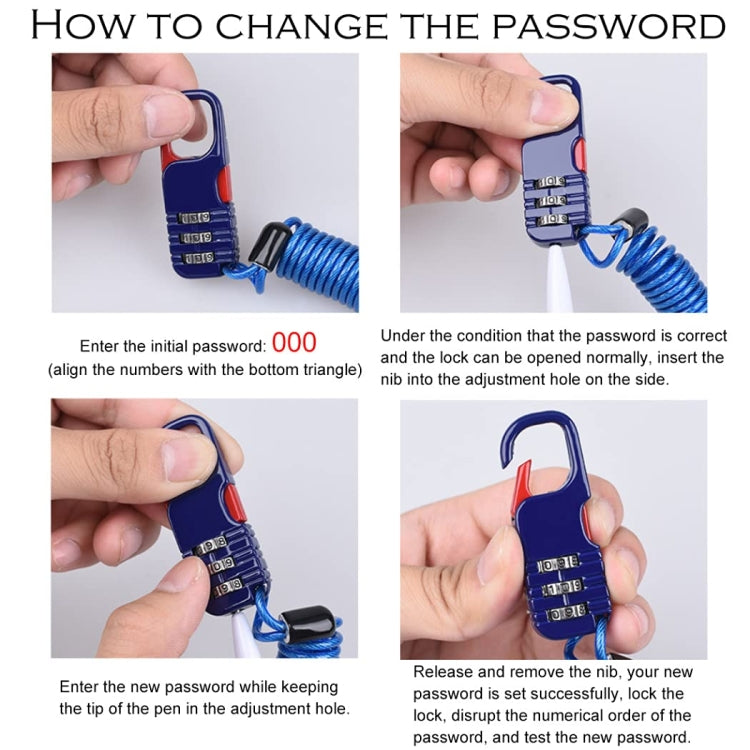 Helmet Anti Theft Password Lock Motorcycle Car Basket Soft Lock(Pink) - free shipping - PMC TechLife - Order now!