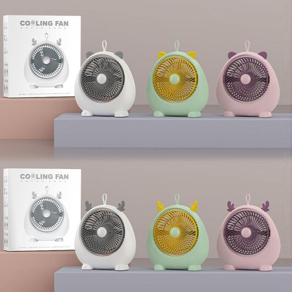Dormitory Portable Animal Ear Desktop Electric Fan, Style: Directly Inserted Version Green