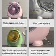 Dormitory Portable Animal Ear Desktop Electric Fan, Style: Directly Inserted Version Green