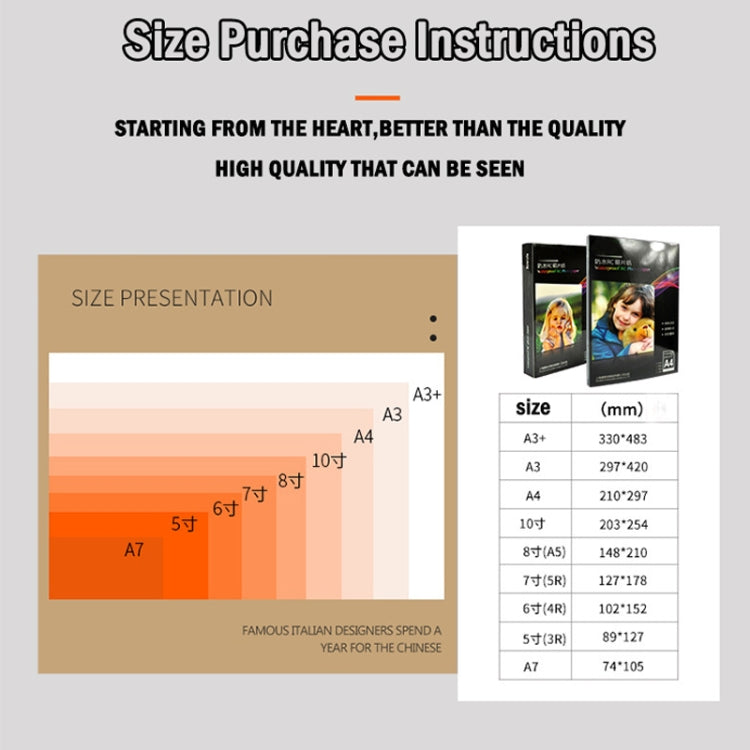 A3+ 20 Sheets 260g Water-resistant RC Photo Paper for Brother/Epson/Lenovo/HP/Canon Inkjet Printers(Highlight)