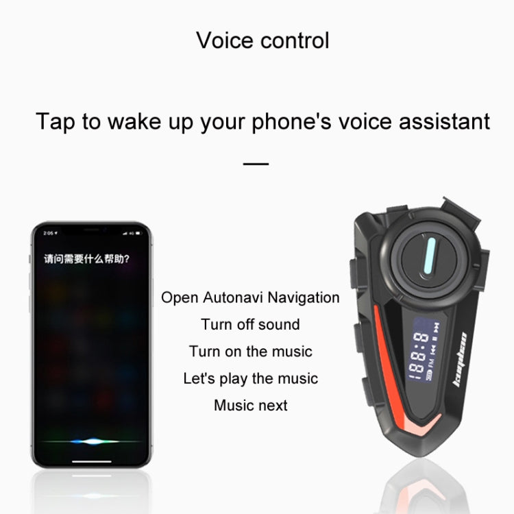 KUQIBAO Motorcycle Helmet Waterproof Bluetooth-compatible Headset With Screen(Soft Microphone) - free shipping - PMC Jewellery - Order now!