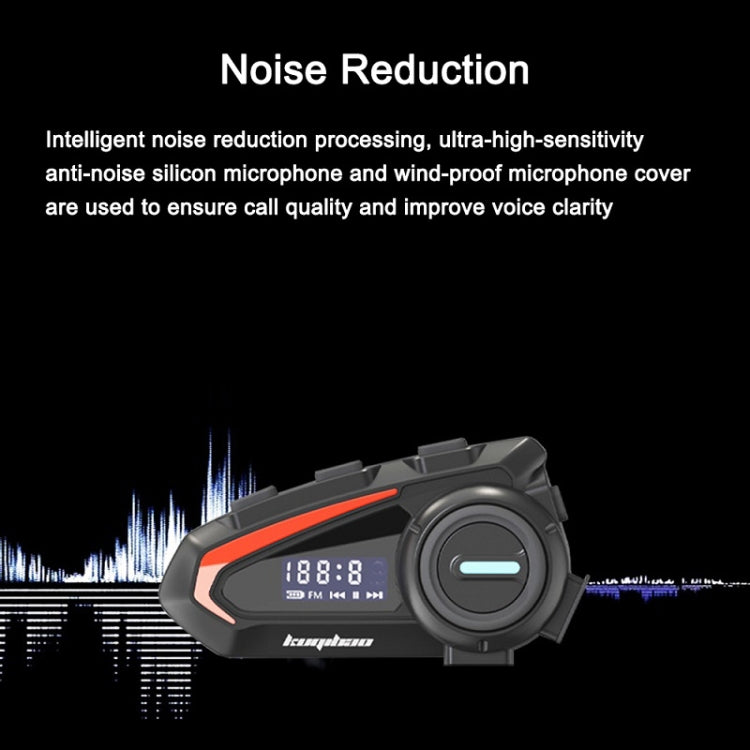 KUQIBAO Motorcycle Helmet Water-resistant Bluetooth-compatible Headset With Screen(Soft Microphone)