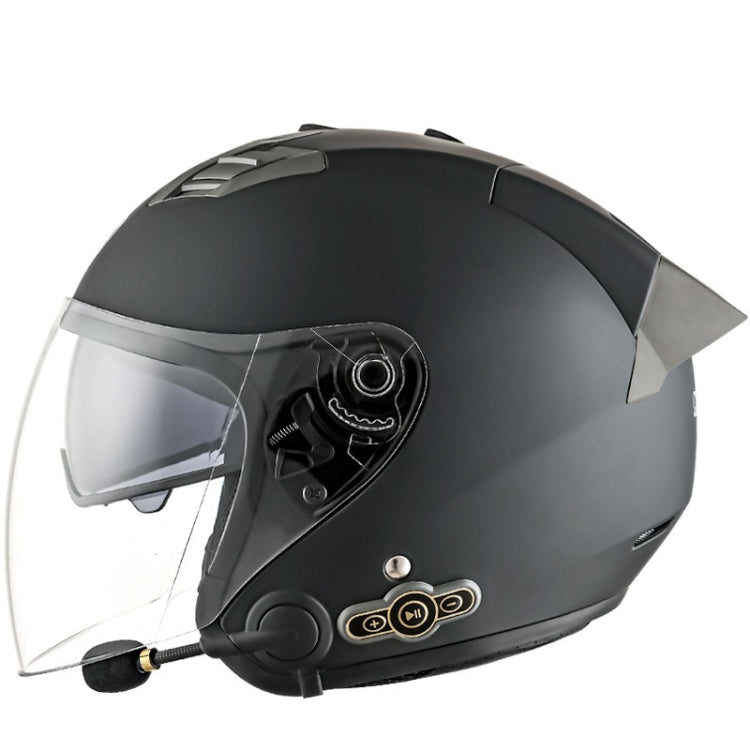 KUQIBAO Motorcycle Smart Bluetooth Sun Protection Double Lens Safety Helmet, Size: M(Matte Black+Gray Tail) - free shipping - PMC TechLife - Order now!