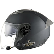 KUQIBAO Motorcycle Smart Bluetooth Sun Protection Double Lens Safety Helmet, Size: M(Matte Black+Gray Tail)