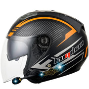 KUQIBAO Motorcycle Smart Bluetooth Sun Protection Double Lens Safety Helmet, Size: L(Matte Black Phantom Fiber)