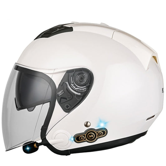 KUQIBAO Motorcycle Smart Bluetooth Sun Protection Double Lens Safety Helmet, Size: L(White) - free shipping - PMC Jewellery - Order now!