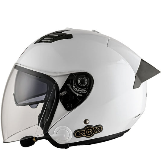 KUQIBAO Motorcycle Smart Bluetooth Sun Protection Double Lens Safety Helmet, Size: L(White+Gray Tail) - free shipping - PMC Jewellery - Order now!