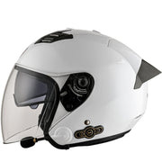 KUQIBAO Motorcycle Smart Bluetooth Sun Protection Double Lens Safety Helmet, Size: XL(White+Gray Tail)