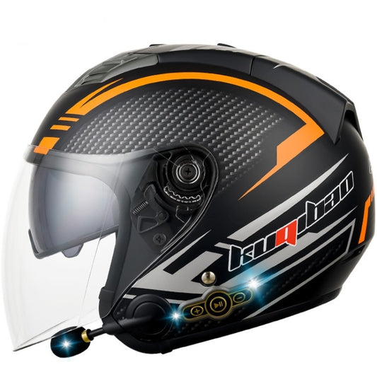 KUQIBAO Motorcycle Smart Bluetooth Sun Protection Double Lens Safety Helmet, Size: XXL(Matte Black Phantom Fiber) - free shipping - PMC Jewellery - Order now!