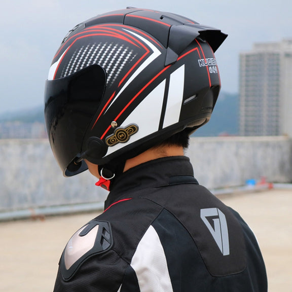 KUQIBAO Motorcycle Smart Bluetooth Sun Protection Double Lens Safety Helmet, Size: M(White+Gray Tail)