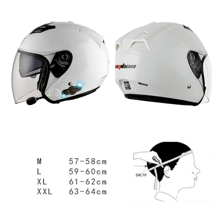 KUQIBAO Motorcycle Smart Bluetooth Sun Protection Double Lens Safety Helmet, Size: L(White+Black Tail)