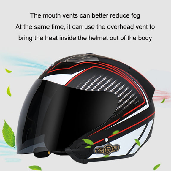KUQIBAO Motorcycle Smart Bluetooth Sun Protection Double Lens Safety Helmet, Size: XXL(White+Black Tail)