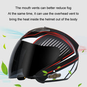 KUQIBAO Motorcycle Smart Bluetooth Sun Protection Double Lens Safety Helmet, Size: M(White Phantom Fiber)