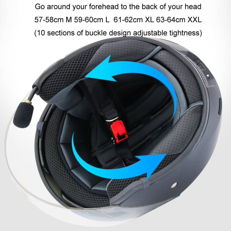KUQIBAO Motorcycle Smart Bluetooth Sun Protection Double Lens Safety Helmet, Size: M(White+Gray Tail)