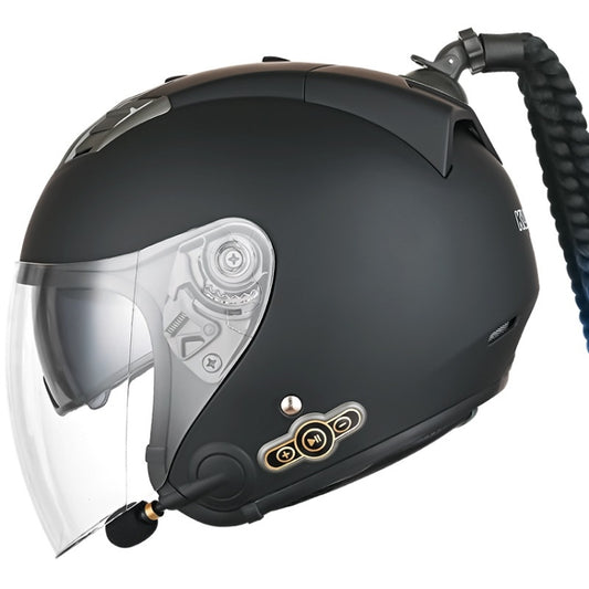 KUQIBAO Motorcycle Bluetooth Headset Double Lens Helmet With Braid, Size: L(Scrub Black) - free shipping - PMC Jewellery - Order now!
