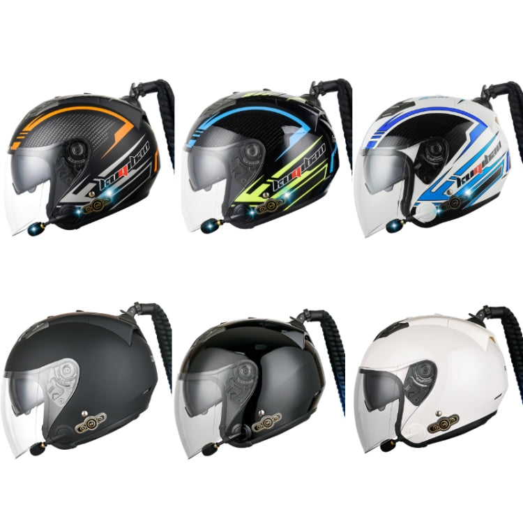 KUQIBAO Motorcycle Bluetooth Headset Double Lens Helmet With Braid, Size: L(Bright Black Phantom Fiber) - free shipping - PMC TechLife - Order now!