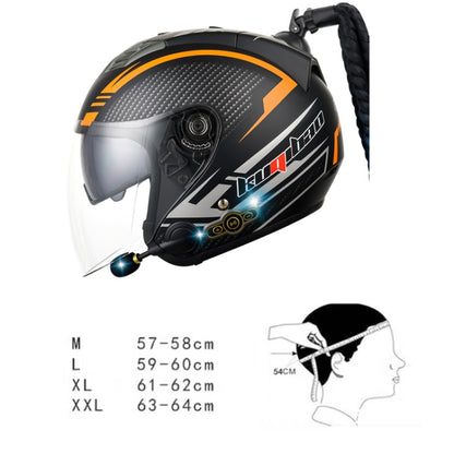 KUQIBAO Motorcycle Bluetooth Headset Double Lens Helmet With Braid, Size: M(White) - free shipping - PMC Jewellery - Order now!