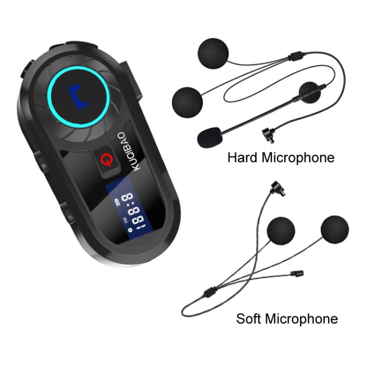 KUQIBAO Motorcycle Helmet Waterproof Bluetooth-compatible Headset With Screen(Hard Microphone) - Motorcycle Walkie Talkie by PMC Jewellery | Online Shopping South Africa | PMC Jewellery | Buy Now Pay Later Mobicred