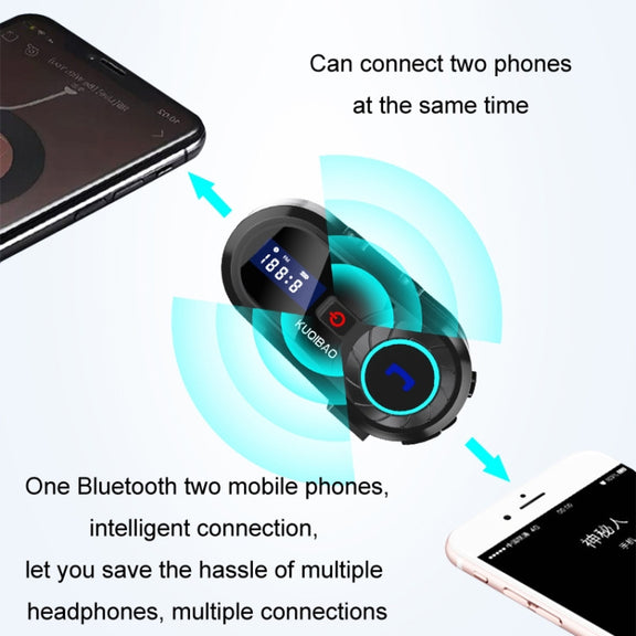 KUQIBAO Motorcycle Helmet Water-resistant Bluetooth-compatible Headset With Screen(Soft Microphone)