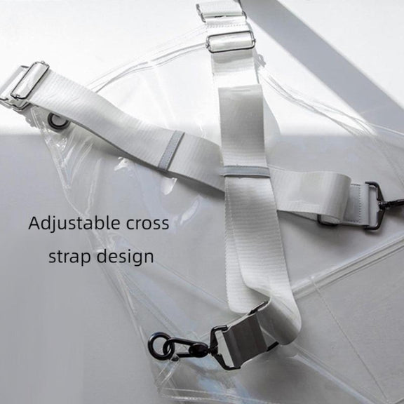 50 Silk Short 60cm Transparent TPU Apron Solid Color Webbing Adjustable Work Apron(Transparent + Black Webbing)