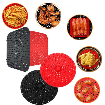 Air Fryer Reusable Silicone Liner Mat Non-Stick Steamer Pad Kitchen Accessories Square Black 23cm - free shipping - PMC Jewellery - Order now!