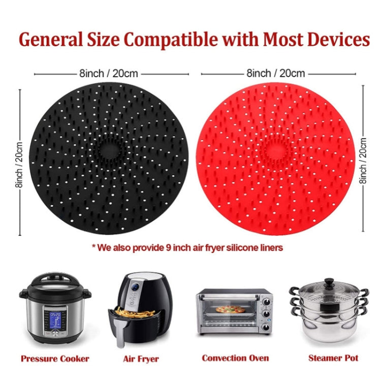 Air Fryer Reusable Silicone Liner Mat Non-Stick Steamer Pad Kitchen Accessories Square Black 23cm - free shipping - PMC Jewellery - Order now!