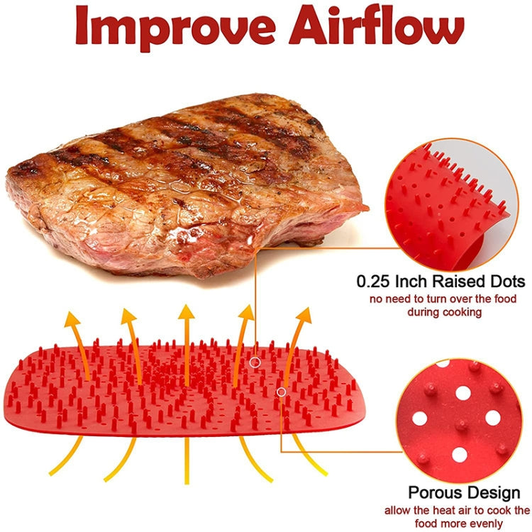 Air Fryer Reusable Silicone Liner Mat Non-Stick Steamer Pad Kitchen Accessories Square Black 23cm - free shipping - PMC Jewellery - Order now!
