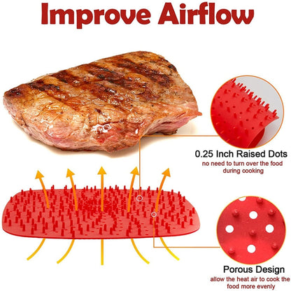 Air Fryer Reusable Silicone Liner Mat Non-Stick Steamer Pad Kitchen Accessories Square Black 23cm - free shipping - PMC Jewellery - Order now!
