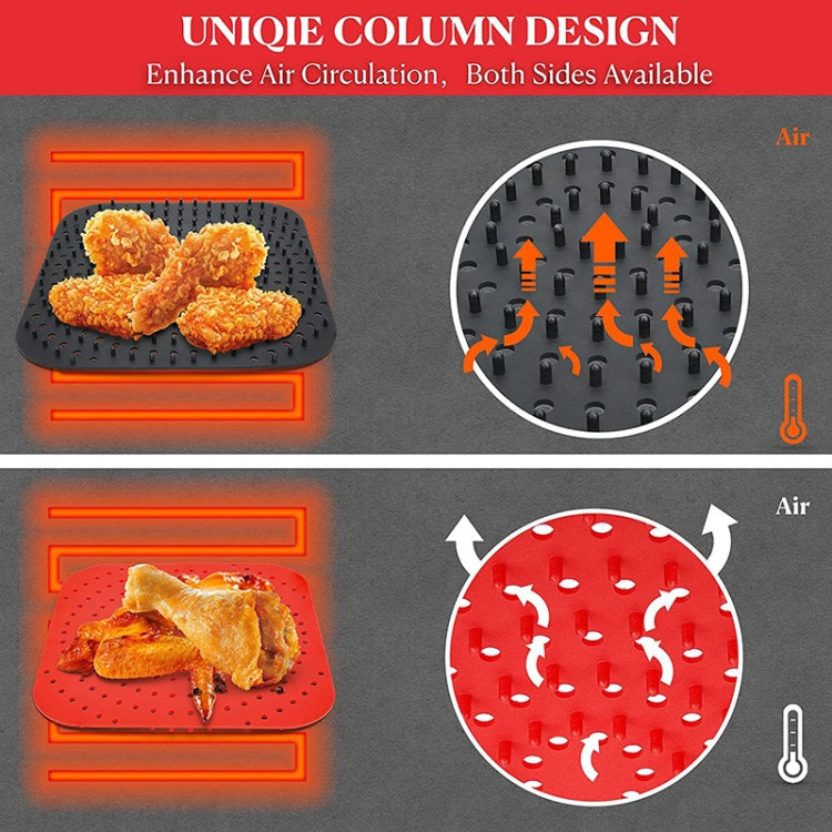 Air Fryer Reusable Silicone Liner Mat Non-Stick Steamer Pad Kitchen Accessories Square Black 23cm - free shipping - PMC Jewellery - Order now!