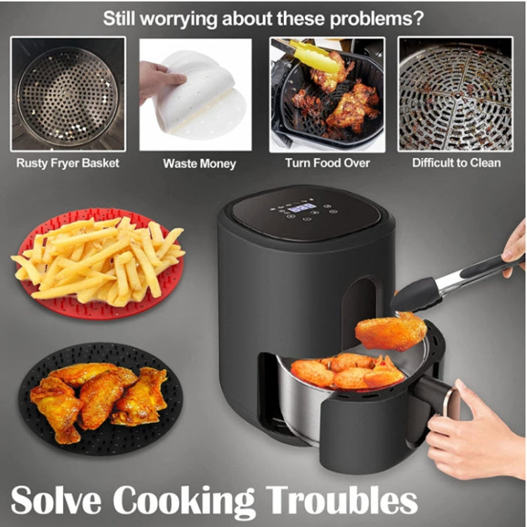 Air Fryer Reusable Silicone Liner Mat Non-Stick Steamer Pad Kitchen Accessories Square Black 23cm - free shipping - PMC Jewellery - Order now!