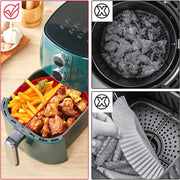 Round 2 Layer Air Fryer Silicone Basket Reusable Foldabl Air Fryer Mold Liner Tray(Gray)