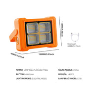 Solar Flood Light Portable Flashlight Emergency Work Light(Orange)