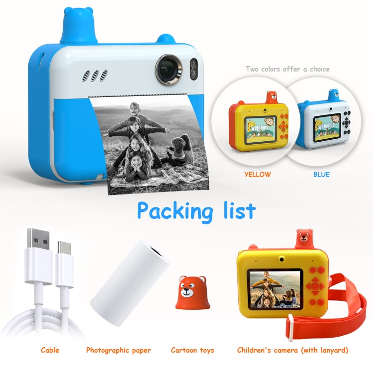 IPS 2.36 inch LED HD Display 1080P Childrens Camera Thermal Printing Instant Camera(Yellow) - Children Cameras by PMC TechLife | Online Shopping South Africa | PMC TechLife | Buy Now Pay Later Mobicred
