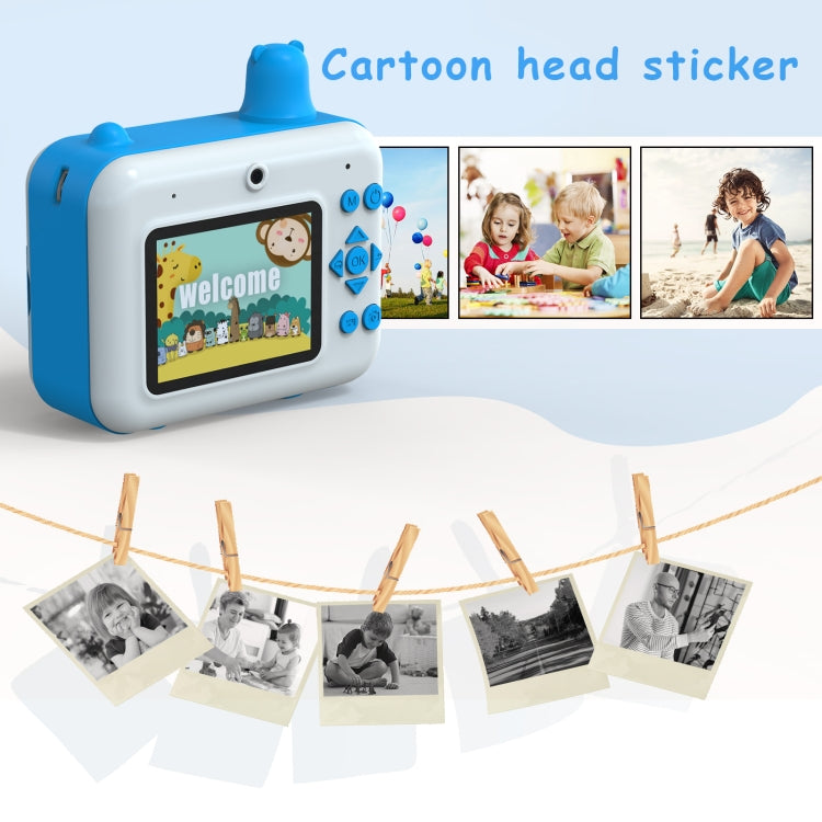 IPS 2.36 inch LED HD Display 1080P Childrens Camera Thermal Printing Instant Camera(Sky Blue)